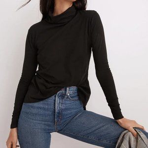 Madewell Black Whisper Cotton Turtleneck Medium new without tags